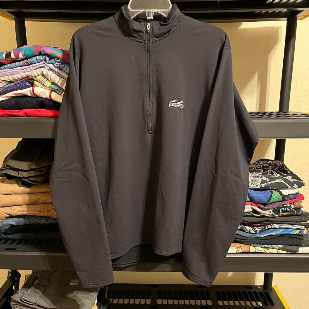 Lightweight Patagonia Black Quarter Zip Running Hiking Outdoor Pullover